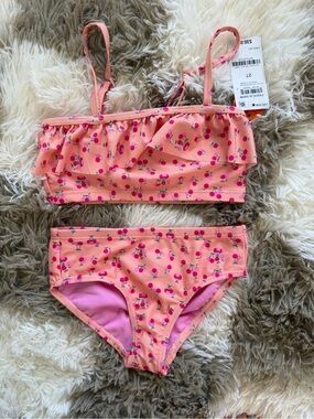 Epic Threads Pink Peach Cherry Print Girls Bikini Set